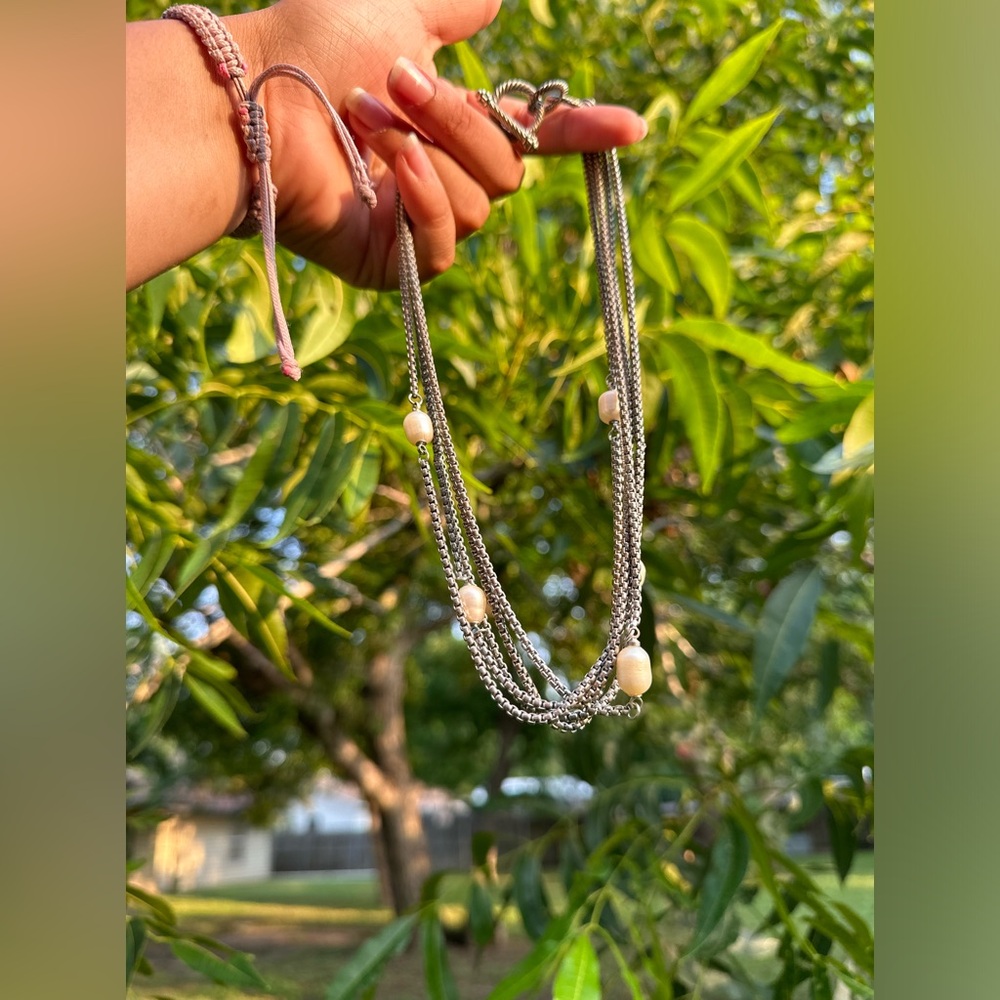 pearl silver necklace